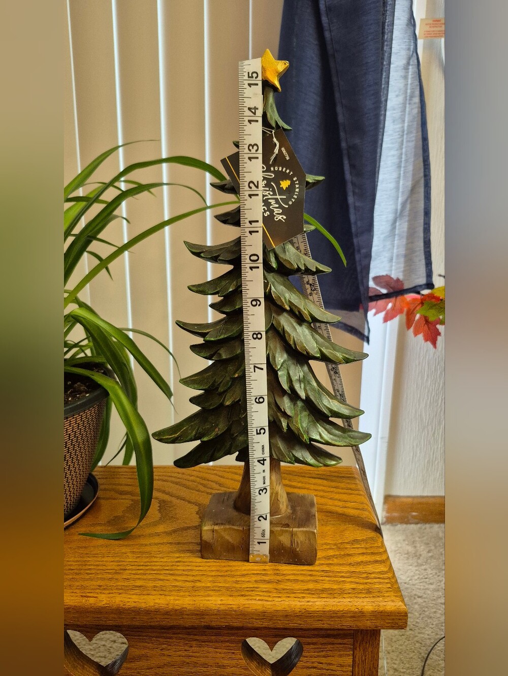 Green Wooden Christmas Tree Holiday Decor with Gold Star. NEW WITH TAGS - Picture 6 of 7